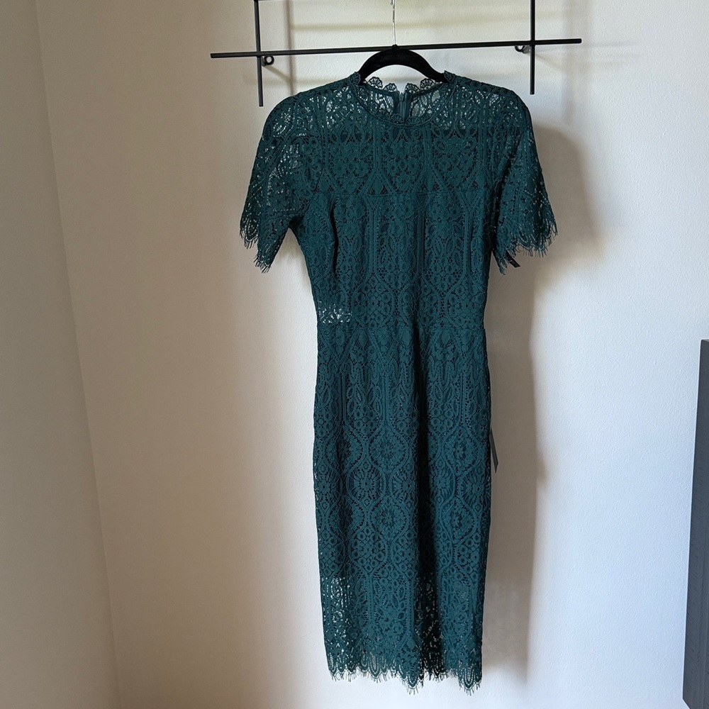 Lulu's Teal Lace Midi Dress